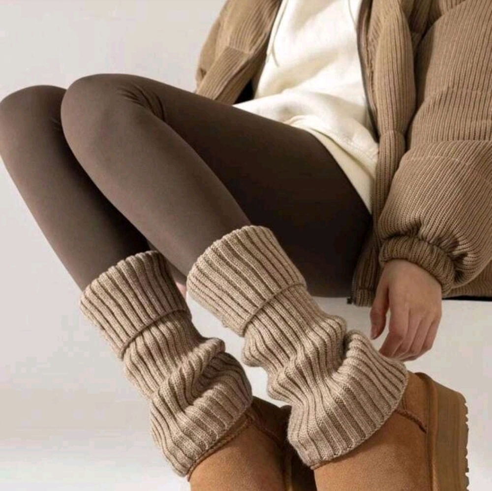 NWT, Cozy Brown Knit Leg Warmers, One Size
